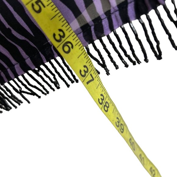 Vintage 90s Purple Black Zebra Print Beaded Fringe Tapered Knee Length Dress Sma - Picture 5 of 11